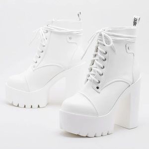 SHEIN | White Platform Heeled Boots